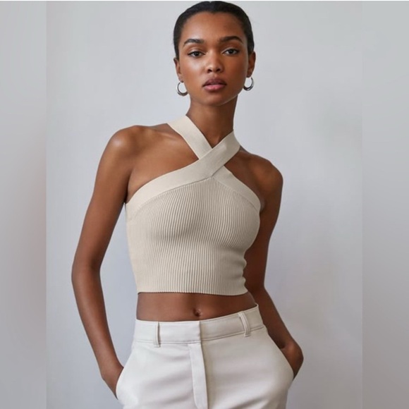 Aritzia Tops - Aritzia Cream Cross-Strap Tank Top